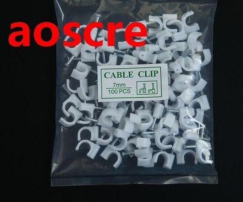 100 PCS 7MM Circle Cable Wire Wall Hanging Screw Clips Cable