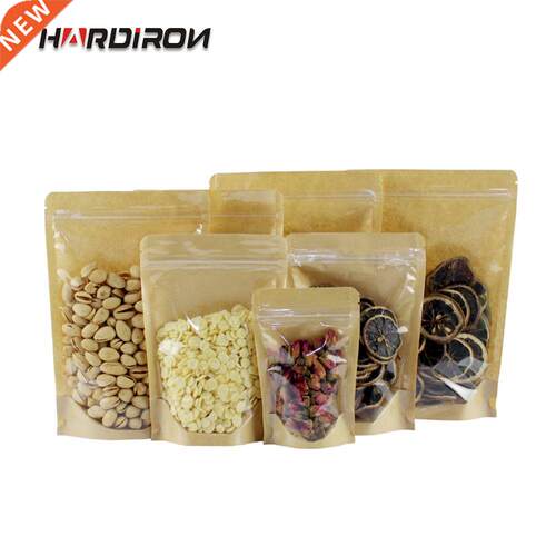 HARDIRON Thickened Front Transparent Kraft Paper Bag Nut Te