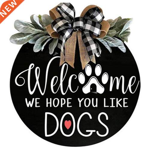 Welcome Sign Hanging Wreath for Front Door,Round Wreath 16 I