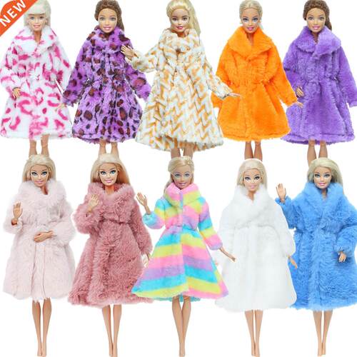 Multicolor 1 Set Long Sleeve Soft Fur Coat ops Dress Winter