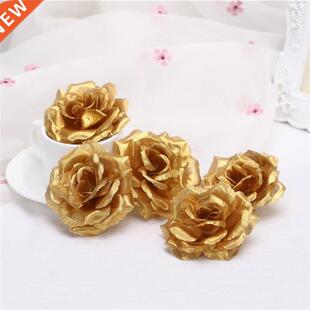 12pcs 8cm 22colors Gold Artificial Rose Silk Flower Heads De