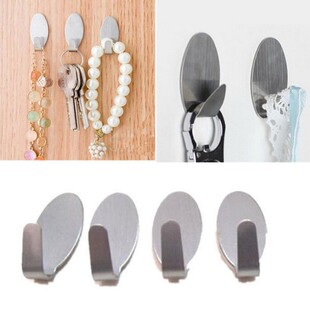 4Pcs New Stainless Steel Hook Strong Adhesive Hangers Kitche