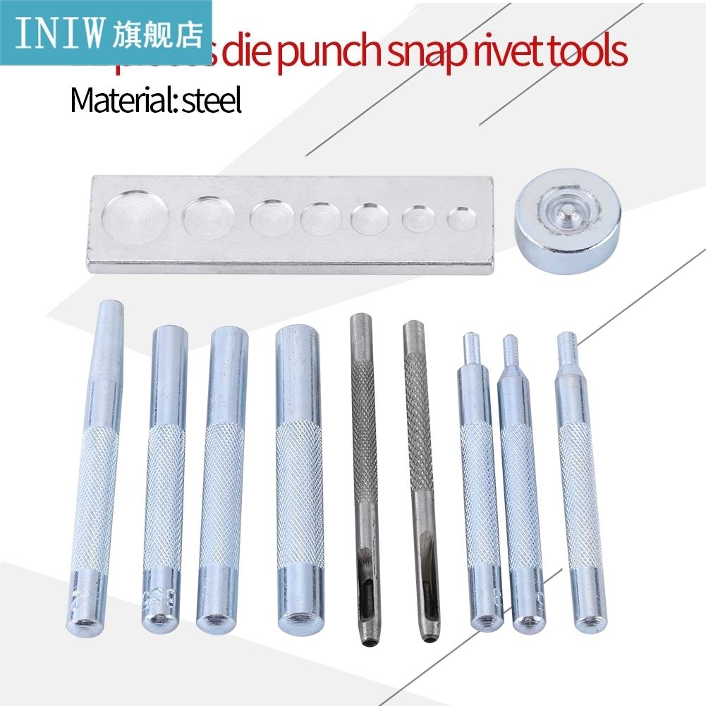 11pcs/Set Leather Craft Snap Fastener Setter Rivet Setting P