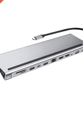 USB C HUB To HDMI 12 In1 VGA RJ45 Gigabit Ethernet Power Ada