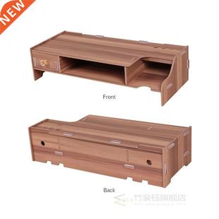 Wooden Monitor Stand Riser Computer Desk Organizer with Keyb
