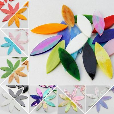 28/42pcs Leaf Shaped Mosaic Tiles Stained Mosaic DIY Handmad