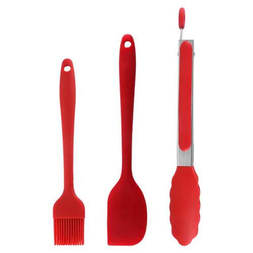 3PCS/ Set Silicone Oil Brush BBQ Tongs Basting Cake Cream Sc
