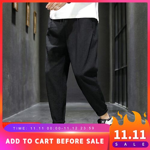 Hybskr Solid Color Men Harem Pants 2021 Japanese Streetwear