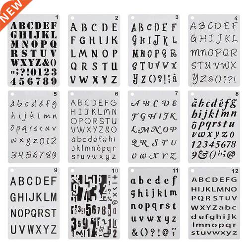 12 Pcs Letters Number Alphabet Stencls Template Plastc Pla