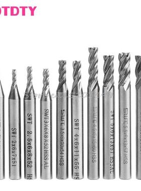 10Pcs/set 1.5-6mm HSS Straight Shank 4 Flute End Mill Cutter
