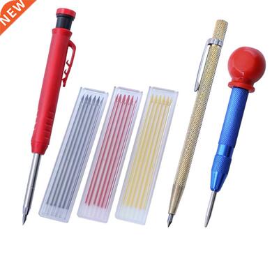 6Pcs/set Solid Carpenter Pencil With 18PCS Refills Woodworki