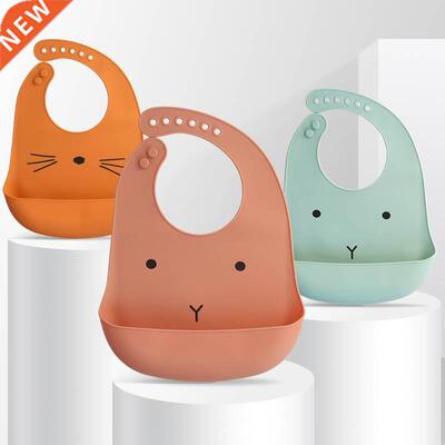 Waterproof Soft Baby Silicone Bibs Cute Cartoon Printed Kids