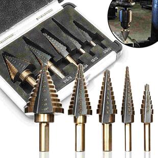 5pcs Large HSS Titanium Cobalt Cone Hole Drill Cutt Bit Step