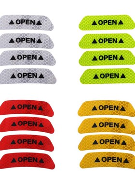 New 4 Pcs/Set OPEN Car Door Stickers Auto Warning Mark Refle