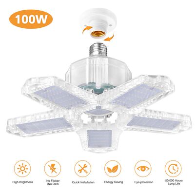 100w LED Gage Light 5 Leaf Deformation Fan Ceiling Light E