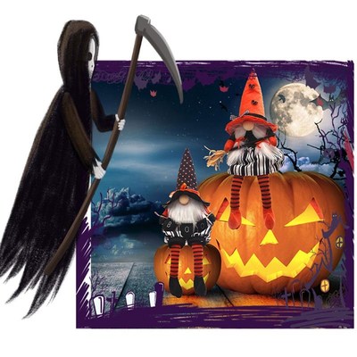 Halloween Faceless Doll with Broom/Banner Long Legged Dwarf