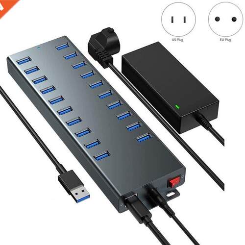 20Port Industrial Grade USB Hub Splitter Switch 12V/10A Powe