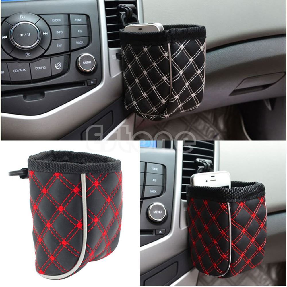1PC Car Air Vent Mobile Phone Mesh Holder Pocket Debris Stor