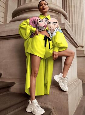 2 Pieces Women's Sets 2021 Spring Autumn Cartoon Print B