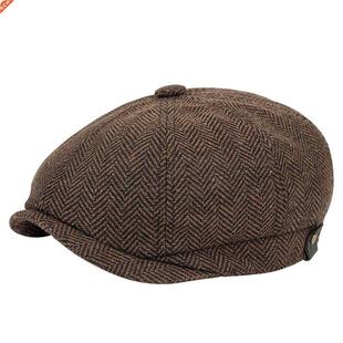 Winter Warm Felt Peaked Cap Male Casual Octagonal Hat Women