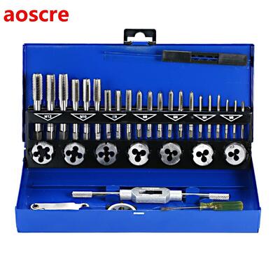 32 PCS Tap and Die Set Metric Wrench Cut M3-M12 Hand Threadi