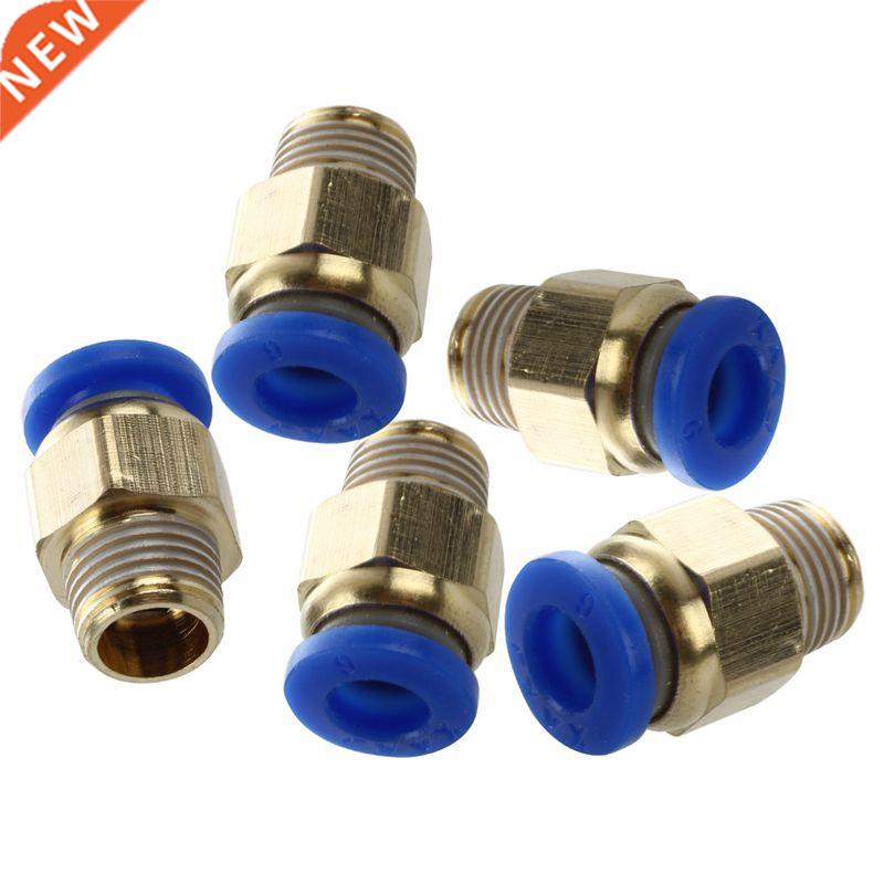 5 Pcs 1/8 PT Male Thread 6mm Push In Joint Pneumatic Connec