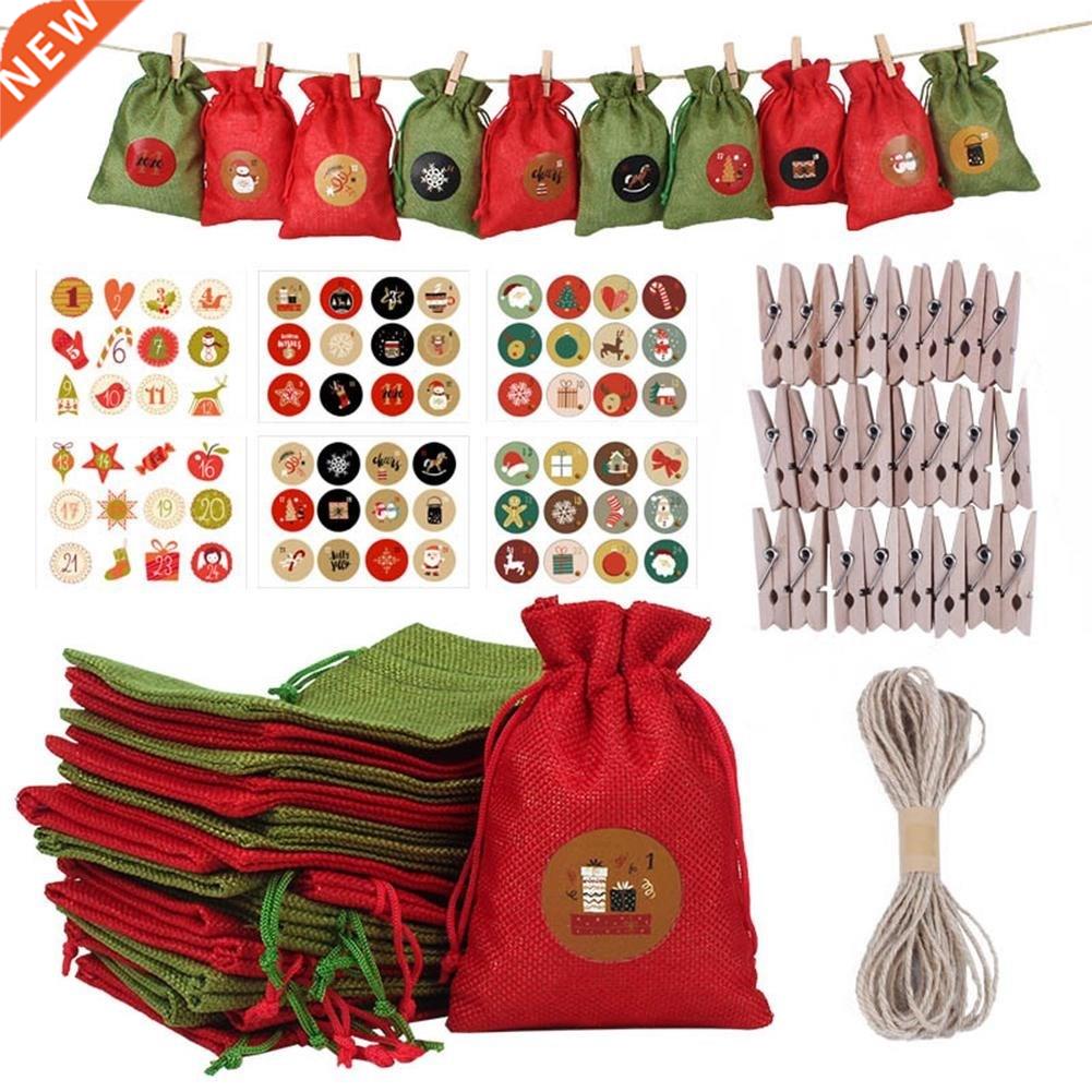 24PCS 10*14CM ChriStMAS Advent CAlendAr SACk Gift BAGS Chri