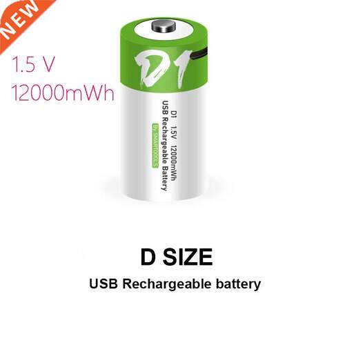 NEW D size 12000mWh lithium Rechargeable battery USB chargi