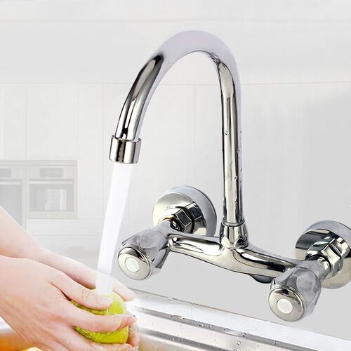 Wall Mounted Kitchen Faucet Double Handle Sink Basin Tap Col