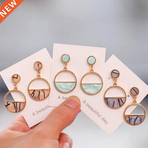 New Women's Earrings Color Metal Simple Charm Hollow Geo