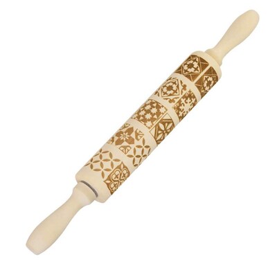 Wooden Rolling Pins With Flower Embossing, Wood Rolling Pin