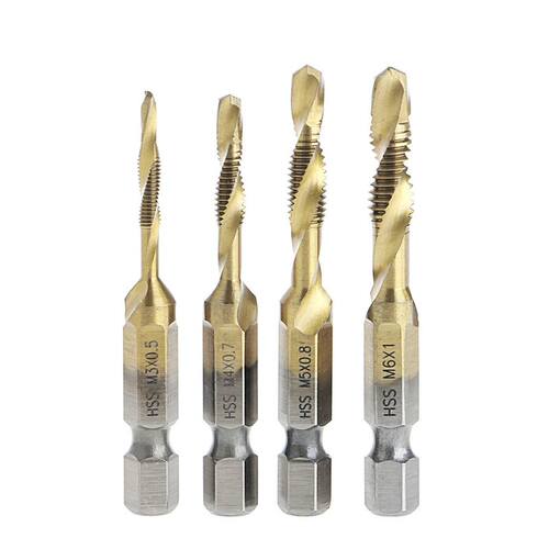 4 Pcs HSS4241 Titanium Coated Bits Drill Hex Shank Spiral Ta
