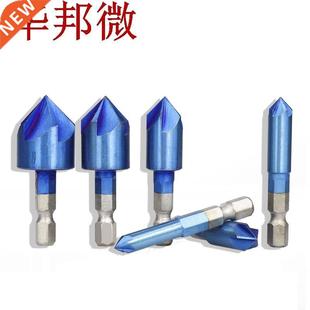 6pcs 6-19mm Countersink Drill Bit 5 Flutes Hex Shank Blue-na