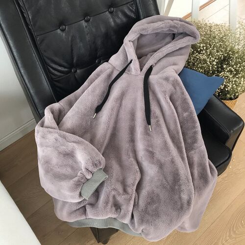 Autumn Winter Coats Soild Sweet Hooded Women Harajuku Loose