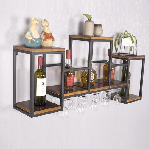 High-quality iron European-style iron solid wood wall shelf