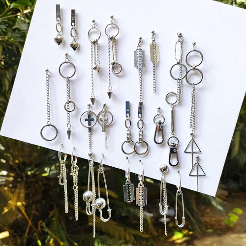 New Pop Simple Metal Style Long Chain Tassels Drop Earrings