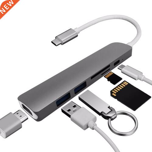 6-in-1 USB-C Type-c Hub 4K HDMI Output with SD/TF Card Reade
