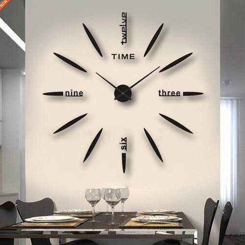 3D Wall Clock Modern Design DIY Acrylic Mirror Sticker Quart
