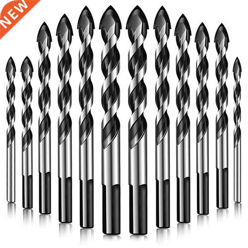 12Pcs Tile Drill Bits Set Triple-cornered Drill for Tile Woo