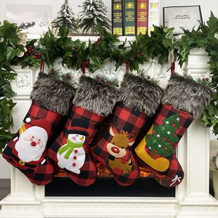 Large Christmas Stocking Santa Claus Snowman Elk Christmas T