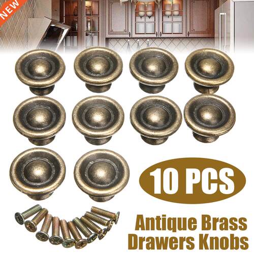 10pcs Furniture Knobs Antique Brass Handles Cupboard Wardrob