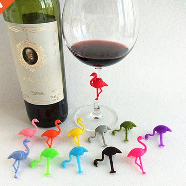 6Pcs/Set Multicolor Flmingo Shpe Wine Glss Mrkers Drinki