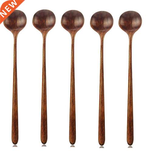 Long Spoons Wooden, 5 Pieces Korean Style 10.9 inches 100% N
