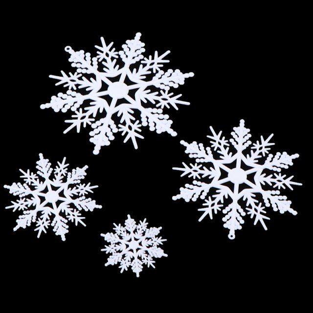 new 10pcs/set 12 petals plastic white snowflake flakes chris