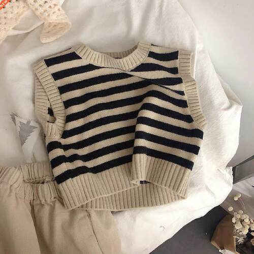 HoneyCherry Children's striped jacquard vest knitted ves
