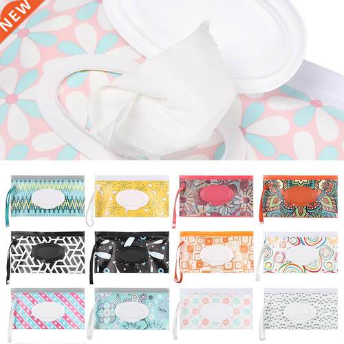 1PC Wet Wipes Bag Portable Flip Cover Snap-Strap Cosmetic Po
