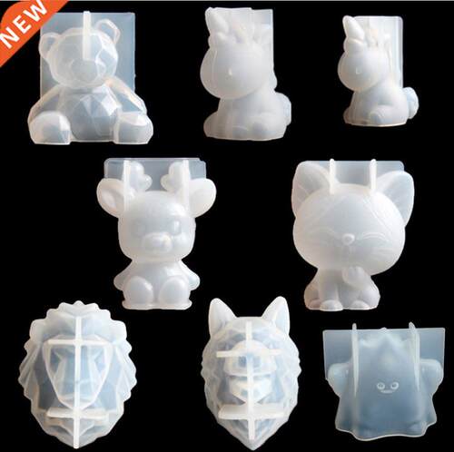 Transparent Unicorn Silicone Epoxy Resin Molds Geometry Bear