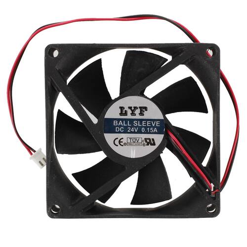 80mm x 25mm Brushless DC 24V PC Case Cooler Fan Black