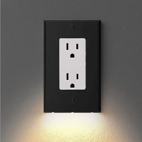 1PC Outlet Wall Plate With LED Night Lights Outlet Cover Dup