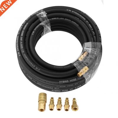 15M Flexible Rubber Pneumatic Air Hose with 5-Piece Compress